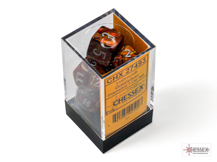 Lustrous Gold/Silver Polyhedral 7-Dice Set (CHX 27493)
