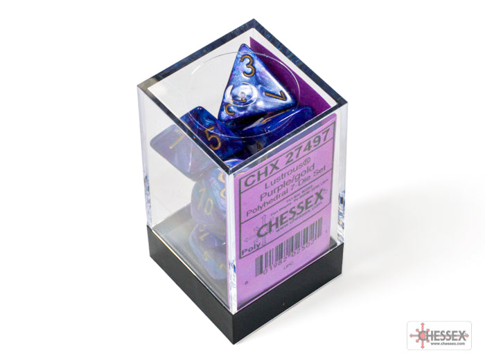 Lustrous Purple/Gold Polyhedral 7-Dice Set (CHX 27497)