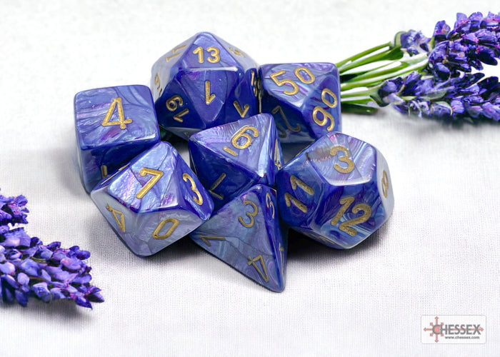 Lustrous Purple/Gold Polyhedral 7-Dice Set (CHX 27497)