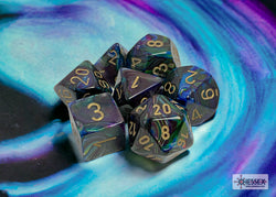 Lustrous Shadow/Gold Polyhedral 7-Dice Set (CHX 27499)