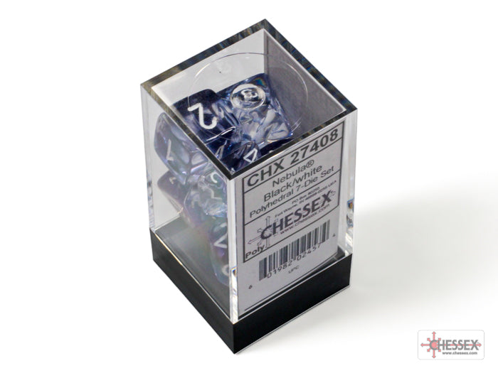 Nebula Black/White Polyhedral 7-Dice Set