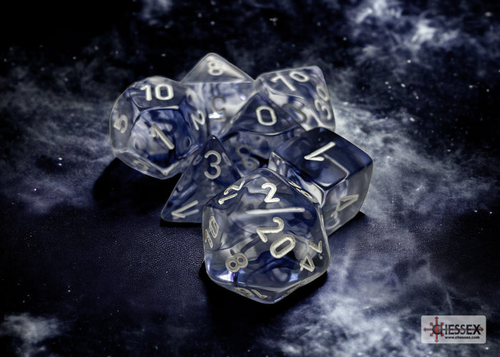 Nebula Black/White Polyhedral 7-Dice Set