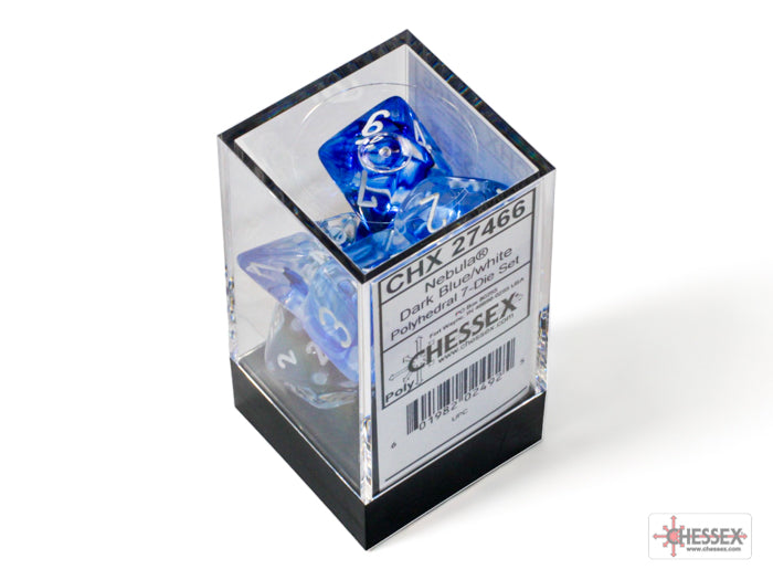 7ct Nebula Poly Dice Set: Dark Blue/White (CHX 27466)
