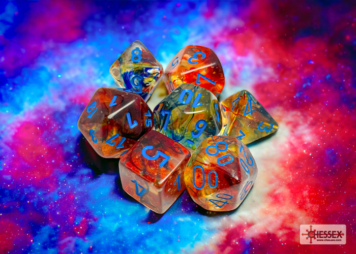 Nebula Primary/Blue Luminary Polyhedral 7-Dice Set (CHX 27559)