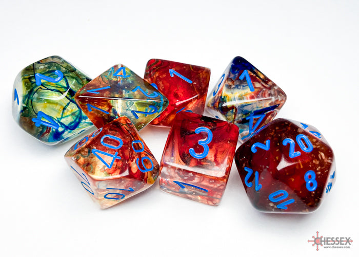 Nebula Primary/Blue Luminary Polyhedral 7-Dice Set (CHX 27559)