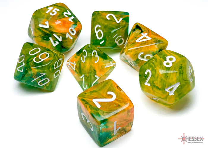 Nebula Spring/White Luminary Polyhedral 7-Dice Set (CHX 27555)