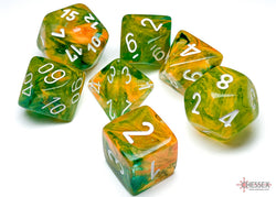 Nebula Spring/White Luminary Polyhedral 7-Dice Set (CHX 27555)