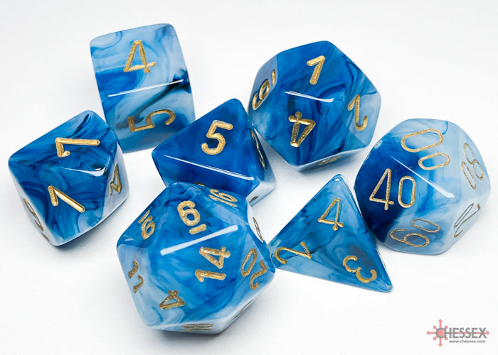 Phantom Teal/Gold Polyhedral 7-Dice Set (CHX 27489)