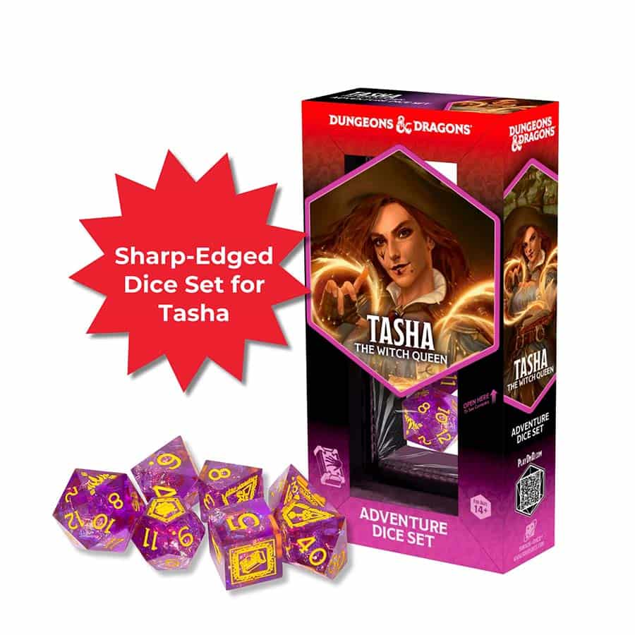 DUNGEONS AND DRAGONS: ADVENTURER DICE: TASHA THE WITCH QUEEN SHARPED EDGED DICE SET